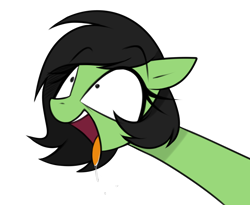 Size: 1956x1604 | Tagged: safe, artist:madragon, oc, oc:filly anon, awooga, bust, derpibooru exclusive, drool, earth pony, female, filly, foal, imported from derpibooru, long neck, oc only, pony, portrait, shrunken pupils, simple background, tongue out, transparent background
