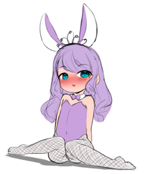 Size: 1361x1596 | Tagged: suggestive, artist:born-to-die, diamond tiara, banned from derpibooru, blushing, bunny suit, clothes, female, human, human coloration, humanized, imported from twibooru, lolicon, solo, solo female, underage