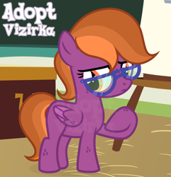Size: 1280x1328 | Tagged: safe, artist:vi45, oc, adoptable, female, filly, foal, glasses, imported from derpibooru, pegasus, pony, quadrupedal, solo
