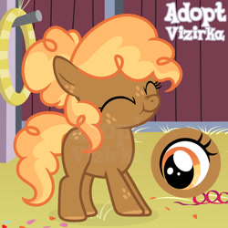 Size: 1280x1280 | Tagged: safe, artist:vi45, oc, adoptable, earth pony, eyes closed, female, filly, foal, imported from derpibooru, pony, quadrupedal, solo