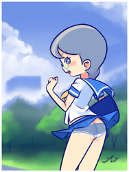 Size: 600x800 | Tagged: suggestive, artist:drantyno, silver spoon, banned from derpibooru, clothes, female, glasses, gray underwear, human, humanized, imported from twibooru, lolicon, panties, school uniform, schoolgirl, skirt, solo, solo female, underage, underwear, upskirt