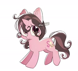 Size: 2429x2222 | Tagged: safe, artist:izuchi, a witch's life in mongol, female, filly, foal, horn, imported from derpibooru, pink coat, ponified, pony, simple background, unicorn, white background