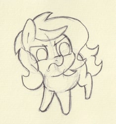 Size: 855x914 | Tagged: safe, artist:unitxxvii, oc, oc:filly anon, angry, earth pony, female, filly, foal, frown, furrowed brow, imported from derpibooru, oc only, pen drawing, pony, solo, traditional art