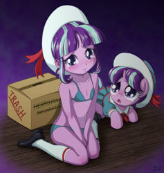Size: 1000x1054 | Tagged: questionable, artist:uotapo, starlight glimmer, a hearth's warming tail, adorasexy, banned from derpibooru, belly button, bra, breasts, clothes, crying, cute, delicious flat chest, edit, equestria girls, equestria girls-ified, female, filly, glimmerbetes, human ponidox, imported from twibooru, lolicon, panties, pony, sad, self paradox, self ponidox, sexy, snowfall frost, solo, solo female, underage, underwear, underwear edit, younger