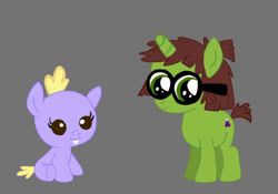 Size: 1068x748 | Tagged: safe, artist:chickenrun101, baby, baby pony, earth pony, female, filly, foal, glasses, horn, imported from derpibooru, lily loud, lisa loud, ponified, pony, teeth, the loud house, unicorn