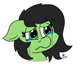 Size: 666x554 | Tagged: safe, artist:saikobyte, oc, oc:filly anon, bust, crying, ears back, earth pony, eyebrows, eyebrows visible through hair, female, filly, foal, imported from derpibooru, oc only, pony, sad, simple background, solo, transparent background