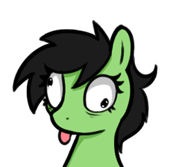 Size: 317x307 | Tagged: safe, artist:neuro, oc, oc:filly anon, bags under eyes, bust, derp, earth pony, female, filly, foal, imported from derpibooru, no thoughts head empty, oc only, pony, simple background, solo, tongue out, transparent background