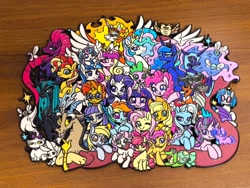 Size: 1024x768 | Tagged: safe, artist:wuyou, apple bloom, applejack, fluttershy, pinkie pie, princess celestia, princess flurry heart, princess luna, queen chrysalis, rainbow dash, rarity, scootaloo, shining armor, spike, starlight glimmer, sweetie belle, tempest shadow, twilight sparkle, alicorn, alligator, angel bunny, animal, bird, cat, changeling, changeling queen, cutie mark crusaders, daybreaker, discord, dj pon-3, dog, draconequus, earth pony, enamel pin, female, filly, fizzlepop berrytwist, foal, g4, gummy, horn, imported from derpibooru, irl, king sombra, male, mane seven, mane six, mare, maud pie, nightmare moon, opalescence, owl, owlowiscious, parasprite, pegasus, pet six, photo, pin, pony, pony hat, princess cadance, rabbit, royal sisters, ship:shiningcadance, shipping, siblings, sisters, squatpony, stallion, straight, sunburst, sunset shimmer, tank, tortoise, trixie, twiggie, unicorn, vinyl scratch, winona