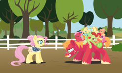 Size: 3600x2160 | Tagged: safe, fluttershy, oc, oc:apple flutter, oc:apple sorbet, oc:crabapple cider, oc:late riser, oc:pink lemonade, oc:pink pearl apple, oc:sour apple, oc:summer breeze, oc:summer breeze (fm holidays), series:fm holidays, alternate hairstyle, alternate version, anonymous artist, baby, baby pony, bags under eyes, big macintosh, colt, ear piercing, earring, earth pony, eyes closed, facial hair, family, father's day, female, filly, foal, freckles, frog (hoof), g4, glasses, gritted teeth, hairpin, high res, imported from derpibooru, jewelry, lidded eyes, lineless, looking at each other, looking at someone, lying down, male, mare, moustache, nervous, nervous smile, no pupils, offspring, older, older big macintosh, older fluttermac, older fluttershy, open mouth, open smile, outdoors, parent:big macintosh, parent:fluttershy, parents:fluttermac, pearl, pegasus, piercing, ponies riding ponies, pony, ponyloaf, prone, riding, riding a pony, shawl, ship:fluttermac, shipping, siblings, smiling, smiling at each other, stallion, straight, sweat, teenager, teeth, textless, textless version, tongue out, underhoof, unshorn fetlocks