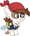 Size: 106x128 | Tagged: safe, bandana, clothes, colt, costume, earth pony, eyepatch, foal, g4, gameloft, imported from derpibooru, male, mobile game, my little pony: friendship is magic, my little pony: magic princess, nightmare night costume, pipsqueak, pony, shirt, simple background, smiling, solo, toy sword, transparent background
