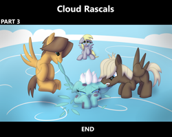 Size: 1920x1527 | Tagged: semi-grimdark, artist:platinumdrop, comic:cloud rascals, abuse, annoyed, bad end, biting, black eye, bleeding, blood, bruised, bully, bullying, cloudsdale, colt, colt dumbbell, colt hoops, comic, commission, crying, defiant, derpy hooves, dumbbell, eat bite, feather, feather pulling, female, filly, filly derpy hooves, filly fleetfoot, fleetbuse, fleetfoot, floppy ears, foal, foal abuse, folded wings, g4, helpless, hoops, imported from derpibooru, looking at each other, looking at someone, looking down, lying down, male, pain, pegasus, plucking, pony, prone, raised hoof, sad, sad pony, smug, spread wings, tears of pain, tears of sadness, violence, wings, younger