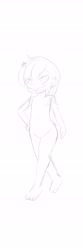 Size: 2000x6003 | Tagged: explicit, artist:randy, oc, oc:aryanne, annoyed, banned from derpibooru, blushing, child, human, humanized, humanized oc, imported from twibooru, lolicon, monochrome, national socialism, nipples, nudity, sketch, solo, standing, underage, vulva, wip