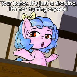 Size: 2000x2000 | Tagged: safe, artist:peni_sarter, cozy glow, female, filly, foal, g4, imported from derpibooru, pegasus, pony, solo, text