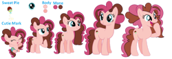 Size: 1280x442 | Tagged: safe, artist:white-chrystal, oc, oc:sweet pie, baby, baby pony, earth pony, female, filly, foal, imported from derpibooru, mare, oc only, offspring, parent:cheese sandwich, parent:pinkie pie, parents:cheesepie, pony, simple background, solo, teenager, transparent background