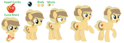 Size: 1280x449 | Tagged: safe, artist:white-chrystal, oc, oc:apple candy, baby, baby pony, earth pony, female, filly, foal, imported from derpibooru, mare, oc only, offspring, parent:applejack, parent:caramel, parents:carajack, pony, simple background, solo, teenager, transparent background