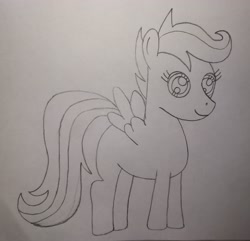 Size: 3117x3000 | Tagged: safe, artist:th3ph0b1ap0n3, scootaloo, blank flank, drawing, female, filly, foal, g4, imported from derpibooru, not good, paper, pegasus, pencil drawing, pony, sketch, traditional art
