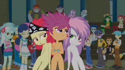 Size: 1920x1080 | Tagged: explicit, apple bloom, diamond tiara, scootaloo, silver spoon, sweetie belle, background human, banned from derpibooru, belly button, bon bon, breasts, cutie mark crusaders, delicious flat chest, diamond dog, edit, edited screencap, equestria girls, flash sentry, guitar, imported from twibooru, lolicon, lyra heartstrings, musical instrument, nude edit, nudity, rainbow rocks, screencap, underage, vulva