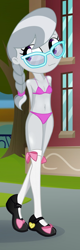 Size: 397x1241 | Tagged: suggestive, artist:ohohokapi, diamond tiara, silver spoon, sweetie belle, banned from derpibooru, belly button, bra, breasts, cleavage, clothes, edit, equestria girls, female, imported from twibooru, lolicon, mary janes, panties, pink underwear, school, school uniform, schoolgirl, shoes, socks, thigh highs, underage, underwear, underwear aside, underwear edit