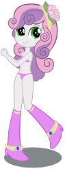 Size: 1904x5000 | Tagged: suggestive, sweetie belle, banned from derpibooru, belly button, boots, bra, clothes, dancing, edit, equestria girls, female, imported from twibooru, lolicon, panties, shoes, solo, solo female, underage, underwear, underwear edit, vector