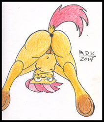 Size: 567x670 | Tagged: explicit, artist:rdk, babs seed, anthro, anus, banned from derpibooru, breasts, female, imported from twibooru, lolicon, nudity, solo, solo female, traditional art, underage, underhoof, unguligrade anthro, vulva