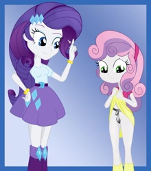 Size: 896x1019 | Tagged: suggestive, artist:ohohokapi, rarity, sweetie belle, banned from derpibooru, bdsm, chastity, chastity belt, equestria girls, female, imported from twibooru, lolicon, underage