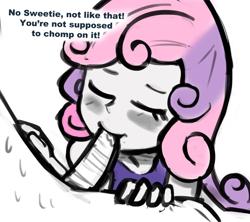 Size: 900x800 | Tagged: explicit, artist:livesmutanon, sweetie belle, comic:based anon, /mlp/, banned from derpibooru, blowjob, child, colored, equestria girls, female, imported from twibooru, lolicon, nudity, oral, penis, preteen, sex, underage
