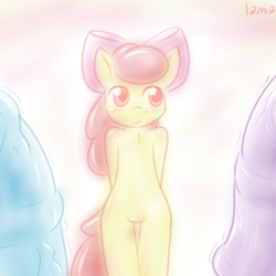 Size: 800x800 | Tagged: explicit, artist:lamia, apple bloom, rainbow dash, twilight sparkle, anthro, banned from derpibooru, futa, futa on futa, futa rainbow dash, futa twilight sparkle, imminent sex, imported from twibooru, intersex, lolicon, nudity, penis, twilight is a foal fiddler, underage