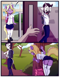 Size: 1500x1925 | Tagged: suggestive, artist:sicmop, comic:striped lust, 2020, anthro, banned from derpibooru, clothes, comic, dinky hooves, female, imported from twibooru, lolicon, male, panties, plantigrade anthro, shotacon, underage, underwear, unicorn, young, zebra