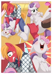 Size: 1024x1447 | Tagged: explicit, artist:bbmbbf, sweetie belle, comic:be my special somepony, anthro, banned from derpibooru, be my special somepony, belly button, big mcintosh, breasts, comic, delicious flat chest, equestria untamed, feet, female, horsecock, imported from twibooru, lolicon, male, nipples, nudity, palcomix, penis, plantigrade anthro, sex, shipping, straight, sweetiemac, underage, vagina
