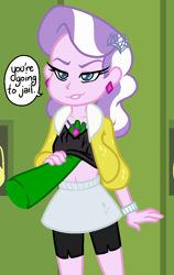 Size: 741x1173 | Tagged: questionable, artist:/d/non, diamond tiara, oc, oc:anon, banned from derpibooru, breasts, delicious flat chest, dialogue, disembodied hand, equestria girls, hand, imported from twibooru, it's a trap, jailbait, lolicon, this will end in jail time, underage