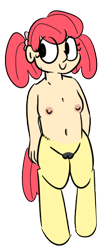 Size: 236x556 | Tagged: explicit, artist:heretichesh, editor:color anon, oc, oc:peach, anatomically correct, banned from derpibooru, breasts, edit, imported from twibooru, lolicon, nudity, oc only, offspring, parent:apple bloom, satyr, underage, vagina, vulva