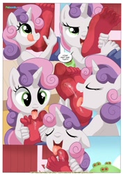 Size: 1024x1447 | Tagged: questionable, artist:bbmbbf, sweetie belle, anthro, banned from derpibooru, barefoot, be my special somepony, big mcintosh, comic, dirty, equestria untamed, feet, female, fetish, foot fetish, foot worship, imported from twibooru, licking, licking foot, licking lips, lolicon, male, male feet, nudity, palcomix, plantigrade anthro, smelly, straight, tongue out, underage