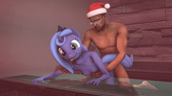 Size: 541x304 | Tagged: explicit, artist:captainfreeman, princess luna, 3d, ahegao, animated, anthro, banned from derpibooru, christmas, cute, cute porn, female, gif, hat, holiday, human, human on anthro action, imported from twibooru, interspecies, lolicon, merry christmas, nipples, nudity, open mouth, santa hat, source filmmaker, tongue out, underage, woona, younger