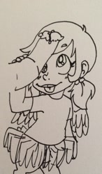 Size: 1539x2628 | Tagged: explicit, artist:/d/non, oc, oc:dingaling, banned from derpibooru, clothes, horsecock, imported from twibooru, interspecies, lolicon, nudity, oc only, offspring, parent:derpy hooves, penis, precum, satyr, satyr on pony action, tongue out, tutu, underage