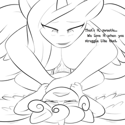 Size: 1000x1000 | Tagged: explicit, grimdark, artist:lamia, princess flurry heart, abuse, anthro, asphyxiation, babycon, bad parenting, banned from derpibooru, child abuse, choking, edgy, female, foal abuse, futa, futa on female, futa princess cadance, imminent death, imminent necrophilia, imported from twibooru, incest, intersex, lolicon, monochrome, mother and child, mother and daughter, nudity, penis, princess bitchdance, princess cadance, rape, sex, underage, we are going to hell