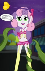 Size: 768x1205 | Tagged: suggestive, artist:ohohokapi, sweetie belle, armpits, banned from derpibooru, belly button, clothes, equestria girls, female, i've seen enough hentai to know where this is going, imminent rape, imminent sex, imported from twibooru, lingerie, lolicon, magical girl, tentacles, this will end in rape, this will end in tears, this will not end well, underage