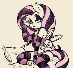 Size: 865x805 | Tagged: suggestive, artist:soulcentinel, fluttershy, alternate hairstyle, angel bunny, angelshy, animal, anthro, banned from derpibooru, bestiality, clothes, female, fetish, flutterzoo, goth, imported from twibooru, interspecies, lipstick, lolicon, male, pegasus, piercing, rabbit, shipping, smug, socks, stockings, straight, striped socks, thigh highs, underage