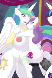 Size: 2000x3000 | Tagged: explicit, artist:cainesart, princess celestia, shining armor, sweetie belle, alicorn, anthro, belly button, big breasts, big penis, blushing, breasts, busty princess celestia, creampie, cum, cutie mark, dock, female, glowing horn, horsecock, huge breasts, imported from twibooru, infidelity, infidelity armor, lolicon, looking at you, looking back, magic, magic aura, male, nipples, nudity, older, older sweetie belle, penis, phone wallpaper, sex, shiningbelle, shipping, smiling, straight, sweetie butt, sweetielestia, the cmc's cutie marks, underage, unicorn, vein, veiny cock, vulva, wallpaper, wallpaper for the fearless