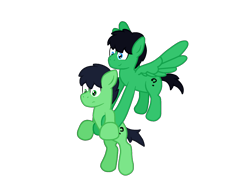Size: 1600x1200 | Tagged: safe, oc, oc:colt anon, anonymous artist, carrying, colt, duo, duo male, earth pony, flying, foal, free to use, frown, g4, imported from derpibooru, looking at someone, looking down, male, oc only, pegasus, pony, simple background, smiling, transparent background
