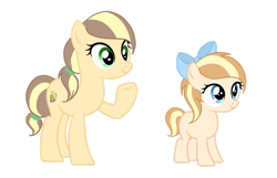 Size: 1280x825 | Tagged: safe, artist:lps604, oc, oc:apple cream, oc:zap apple cider, earth pony, female, filly, foal, imported from derpibooru, mare, oc only, offspring, parent:applejack, parent:caramel, parent:trenderhoof, parents:carajack, parents:trenderjack, pony, siblings, simple background, sisters, transparent background