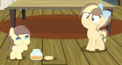 Size: 1280x681 | Tagged: safe, artist:lps604, oc, oc:apple heart, oc:zap apple cider, baby, baby pony, duo, earth pony, female, filly, foal, imported from derpibooru, needs more jpeg, oc only, offspring, parent:applejack, parent:caramel, parents:carajack, pony, siblings, sisters