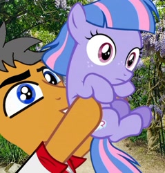 Size: 1920x2005 | Tagged: safe, carrying, confused, duo, duo male and female, female, filly, foal, frown, g4, heartwarming, holding a pony, imported from derpibooru, male, pony, proud, quibble pants, reference, stallion, stepfather and daughter, the lion king, wind sprint