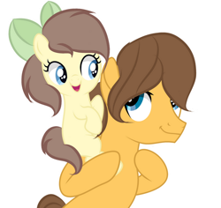 Size: 750x707 | Tagged: safe, artist:lps604, oc, oc:apple heart, caramel, earth pony, father and child, father and daughter, female, filly, foal, g4, imported from derpibooru, male, offspring, parent:applejack, parent:caramel, parents:carajack, pony, simple background, stallion, transparent background