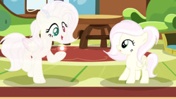 Size: 1280x720 | Tagged: safe, artist:lps604, oc, oc:fairy butterfly, oc:little harmony, female, filly, foal, hybrid, imported from derpibooru, indoors, interspecies offspring, mare, oc only, offspring, parent:discord, parent:fluttershy, parents:discoshy, pegasus, pony, siblings, sisters