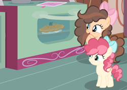 Size: 700x494 | Tagged: safe, artist:lps604, oc, oc:chocolate sprinkles, oc:strawberry pie, earth pony, female, filly, foal, imported from derpibooru, indoors, oc only, offspring, parent:cheese sandwich, parent:pinkie pie, parents:cheesepie, pony, siblings, sisters