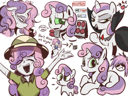Size: 1920x1440 | Tagged: safe, artist:moonivy, sweetie belle, cigarette, clothes, costume, don't mine at night, emanata, equestria girls, eye clipping through hair, eyebrows, eyebrows visible through hair, female, filly, floppy ears, foal, g4, hat, horn, human, imported from derpibooru, lighter, lying down, messy mane, minecraft, nightmare night costume, older, older sweetie belle, open mouth, open smile, pith helmet, pony, prone, robot, robot pony, simple background, smiling, smoking, sweetie bot, unicorn, vampire costume, white background