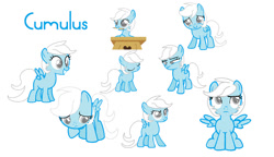 Size: 1024x588 | Tagged: safe, artist:season-the-wiccan, oc, oc:cumulus, fanfic:instant mom, blind, female, filly, foal, g4, imported from derpibooru, needs more jpeg, oc only, parent:rainbow dash, pegasus, pony, simple background, text, white background