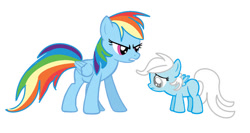 Size: 750x399 | Tagged: safe, artist:season-the-wiccan, rainbow dash, oc, oc:cumulus, fanfic:instant mom, blind, female, filly, foal, g4, imported from derpibooru, mare, momma dash, mother and child, mother and daughter, parent:rainbow dash, pegasus, pony