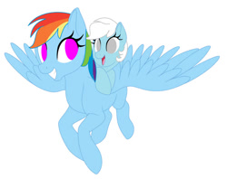 Size: 750x595 | Tagged: safe, artist:season-the-wiccan, rainbow dash, oc, oc:cumulus, fanfic:instant mom, blind, female, filly, foal, g4, imported from derpibooru, mare, momma dash, mother and child, mother and daughter, parent:rainbow dash, pegasus, pony