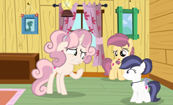 Size: 3638x2213 | Tagged: safe, artist:lps604, oc, oc:apple jam, oc:firecracker, oc:rose magic, earth pony, female, filly, foal, horn, imported from derpibooru, indoors, oc only, offspring, parent:apple bloom, parent:button mash, parent:rumble, parent:scootaloo, parent:sweetie belle, parent:tender taps, parents:rumbloo, parents:sweetiemash, parents:tenderbloom, pegasus, pony, teenager, unicorn